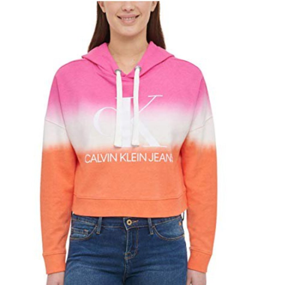 💕Calvin Klein Jeans Logo Crop Tie Die Hoodie💕